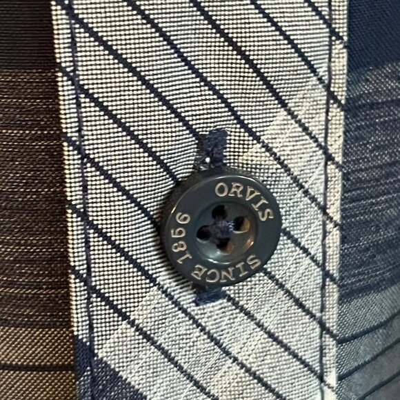 Orvis‎ Western Plaid Shirt Mens XL Blue Button Down Short Sleeve - Picture 8 of 11